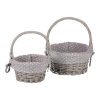BONTEC Kôš prútený - s uchom, šedý, s látkou, cena za sadu 2 ks (Farba Šedá)