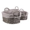 BONTEC Kôš prútený - oválny, s látkou, sivý, cena za sadu 3 ks (Farba Šedá)