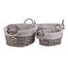BONTEC Kôš prútený - oválny, s látkou, sivý, cena za sadu 3 ks (Farba Šedá)