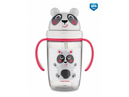 Canpol Hrnček so slamkou 400ml Panda