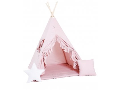 Detský teepee stan Boohoo púdrový set 4 + stabilizátor 0