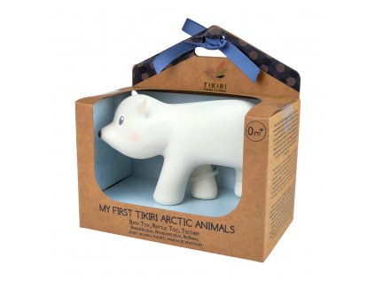 Tikiri Arctic Ľadový medveď hrkálka a hryzátko z prírodnej gumy