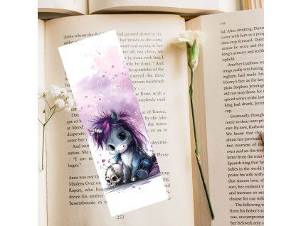 Dark Unicorn with skull bookmark