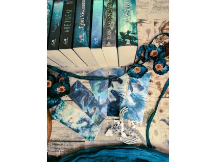 Dark green reading dragon könyvjelző SZETT