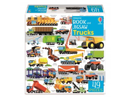 Usborne Book and Jigsaw Trucks puzzle kniha nakladaky 9781803704807 1