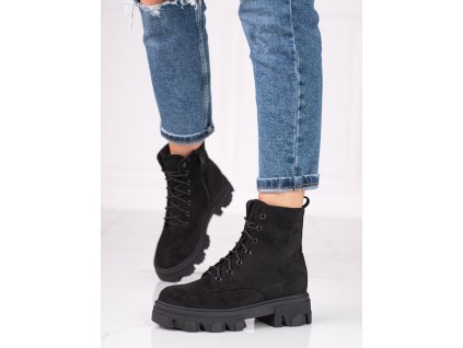 Šněrovací dámské kotníkové boty Shelovet z eko semiše