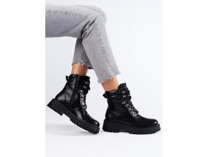 Černé šněrovací dámské kotníkové boty (Velikost 37.5)