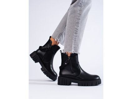 Dámské černé workery se zdobením Shelovet (Velikost 37.5)