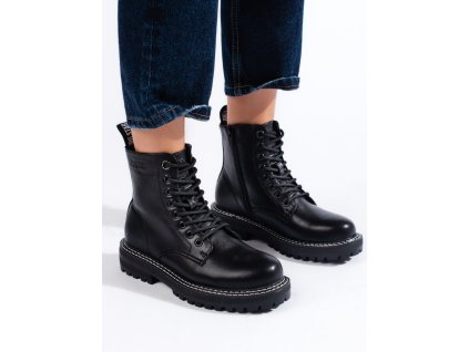 Černé šněrovací boty dámské BIG STAR KK274538 (Velikost 37.5)