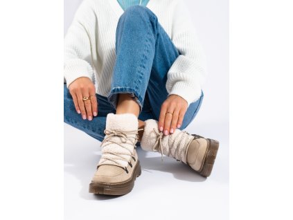 Sněhule dámské béžové  s kožešinkou (Velikost 37.5)