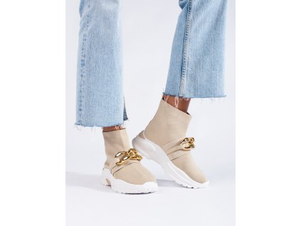 Sneakersy dámské  s ponožkovým svrškem béžové (Velikost 37.5)