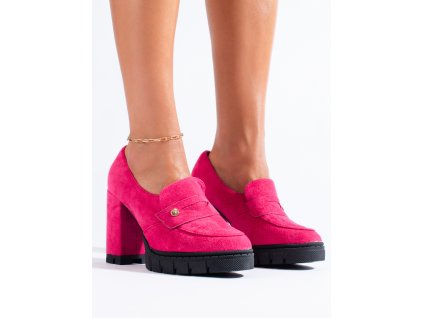 Růžové semišové boty na vysokém podpatku značky Vinceza (Velikost 37.5)