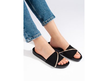 Černé pantofle se zlatým zdobením (Velikost 37.5)