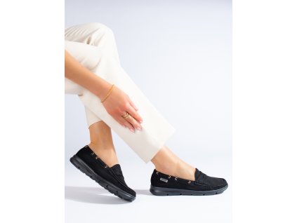 Dámské černé semišové mokasíny (Velikost 37.5)