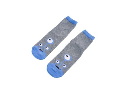 Dětské protiskluzové ponožky , šedo modré mimozemšťan (Velikost 19-22)