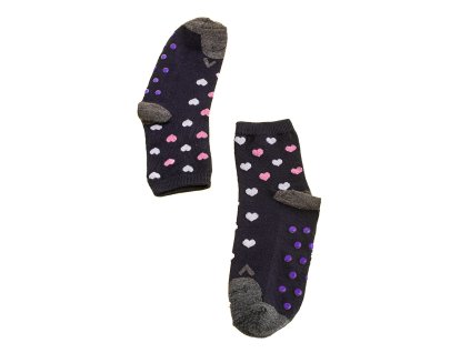 Protiskluzové dívčí ponožky , tmavě modré srdíčka (Velikost 19-22)
