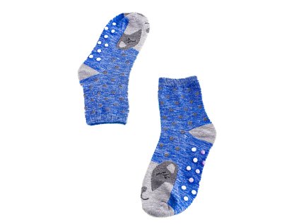 Protiskluzové dívčí ponožky  modré jezevci (Velikost 19-22)