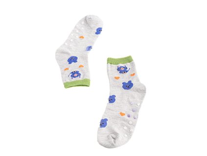 Protiskluzové dětské ponožky  šedé medvídek (Velikost 19-22)
