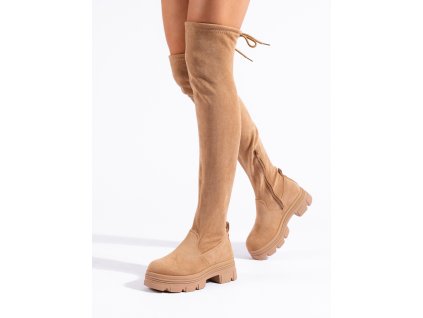 Dámské mušketýrky  na platformě béžové (Velikost 37.5)