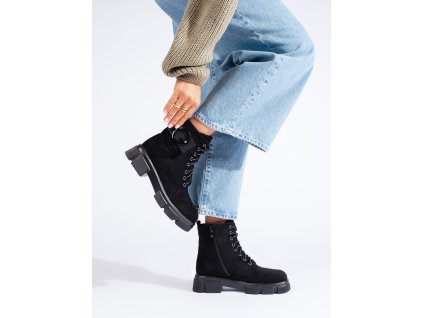 Černé dámské workery  z eko semiše (Velikost 37.5)