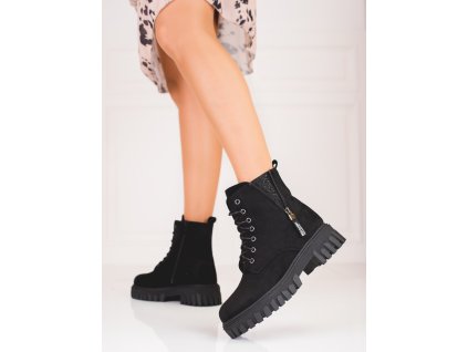 Dámské kotníkové boty na šněrování  s ozdobným svrškem (Velikost 37.5)