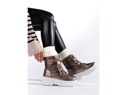 Dámské sněhule na suchý zip  hnědé (Velikost 37.5)