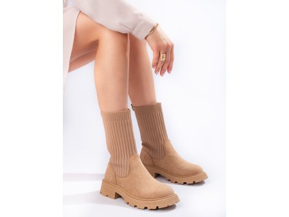 Dámské semišové kozačky s pružným svrškem (Velikost 37.5)