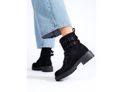 Dámské šněrovací kotníkové boty s přezkami (Velikost 37.5)
