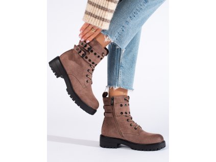 Dámské šněrovací kotníkové boty s přezkami (Velikost 37.5)