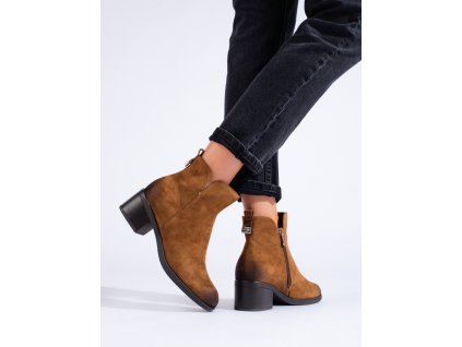 Dámské hnědé kotníkové boty na nízkém podpatku Vinceza (Velikost 37.5)