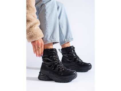 Černé dámské sněhule s kožíškem Potocki (Velikost 37.5)