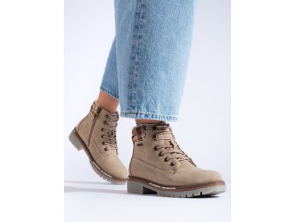 Dámské béžové traperky  z ekologické kůže (Velikost 37.5)