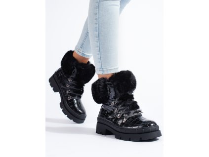 Traperky dámské s kožešinou  černé (Velikost 37.5)