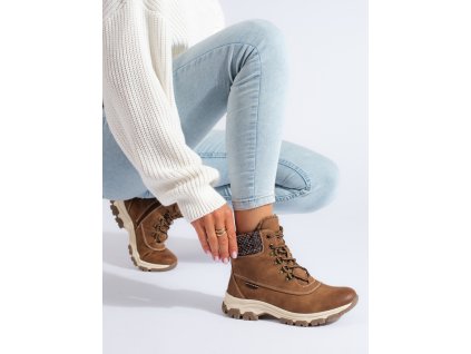 Dámské hnědí traperky na platformě (Velikost 37.5)