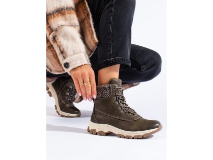 Hnědé dámské traperky na platformě (Velikost 37.5)