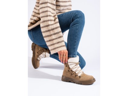 Hnědé sněhule dámské s kožešinou (Velikost 37.5)