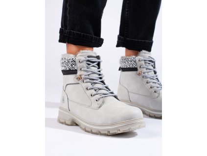 Dámské šedé trapery s kožešinou (Velikost 37.5)