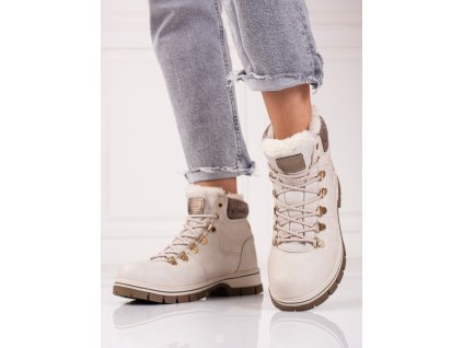 Béžové traperky  s eko kůže (Velikost 37.5)