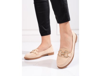 Mokasíny dámské béžové semišové (Velikost 37.5)