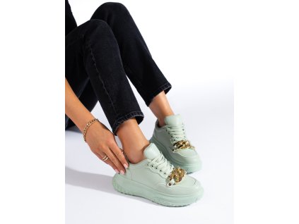 Světle zelené dámské sneakersy s řetízkem (Velikost 37.5)
