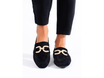 Mokasíny dámské  černé se zdobením (Velikost 37.5)