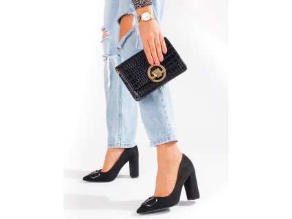 Dámské černé semišové lodičky Vinceza (Velikost 37.5)