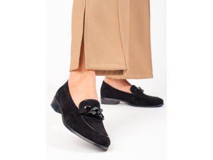 Dámské děrované semišové mokasíny Potocki černé (Velikost 37.5)
