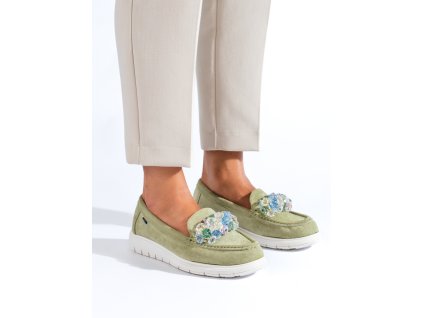 Dámské mokasíny na platformě  zelené (Velikost 37.5)
