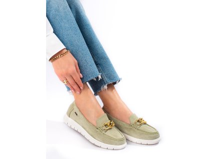 Pohodlné dámské mokasíny na platformě  zelené (Velikost 37.5)