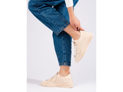 Lehká textilní dámská sportovní obuv  béžová (Velikost 37.5)