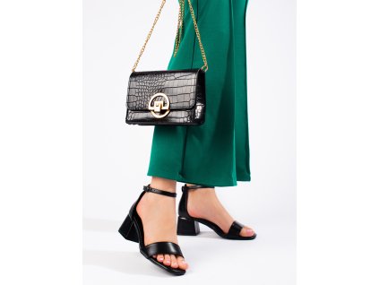 Černé klasické sandály na nízkém podpatku Vinceza (Velikost 37.5)