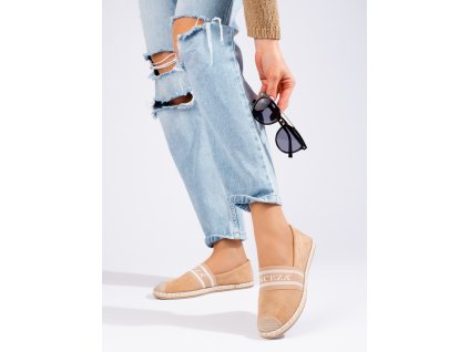 Semišové espadrilky dámské béžové Vinceza (Velikost 37.5)