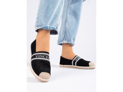 Semišové espadrilky dámské černé Vinceza