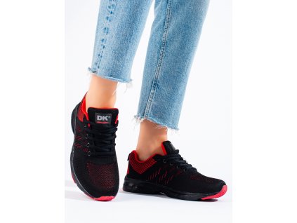 Textilní dámské sportovní boty černo-červené DK